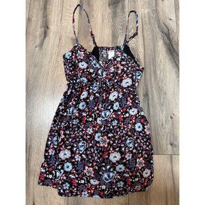 No Boundaries Y2K S Black Floral Whimsigoth Peekaboo Sides Babydoll Cami Tank  T